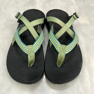 Chaco green and Blue Slip-On Sandals